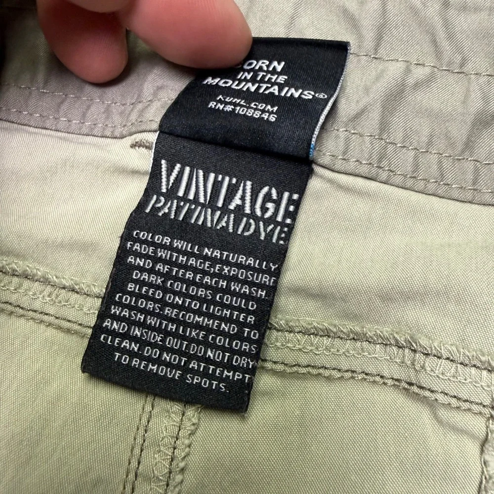KUHL Cargo Shorts Mens 40 Green Vintage Patina Dye Utility Hiking 12